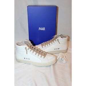 NIB P448 SKATE LEATHER HI TOP SNEAKERS WHITE